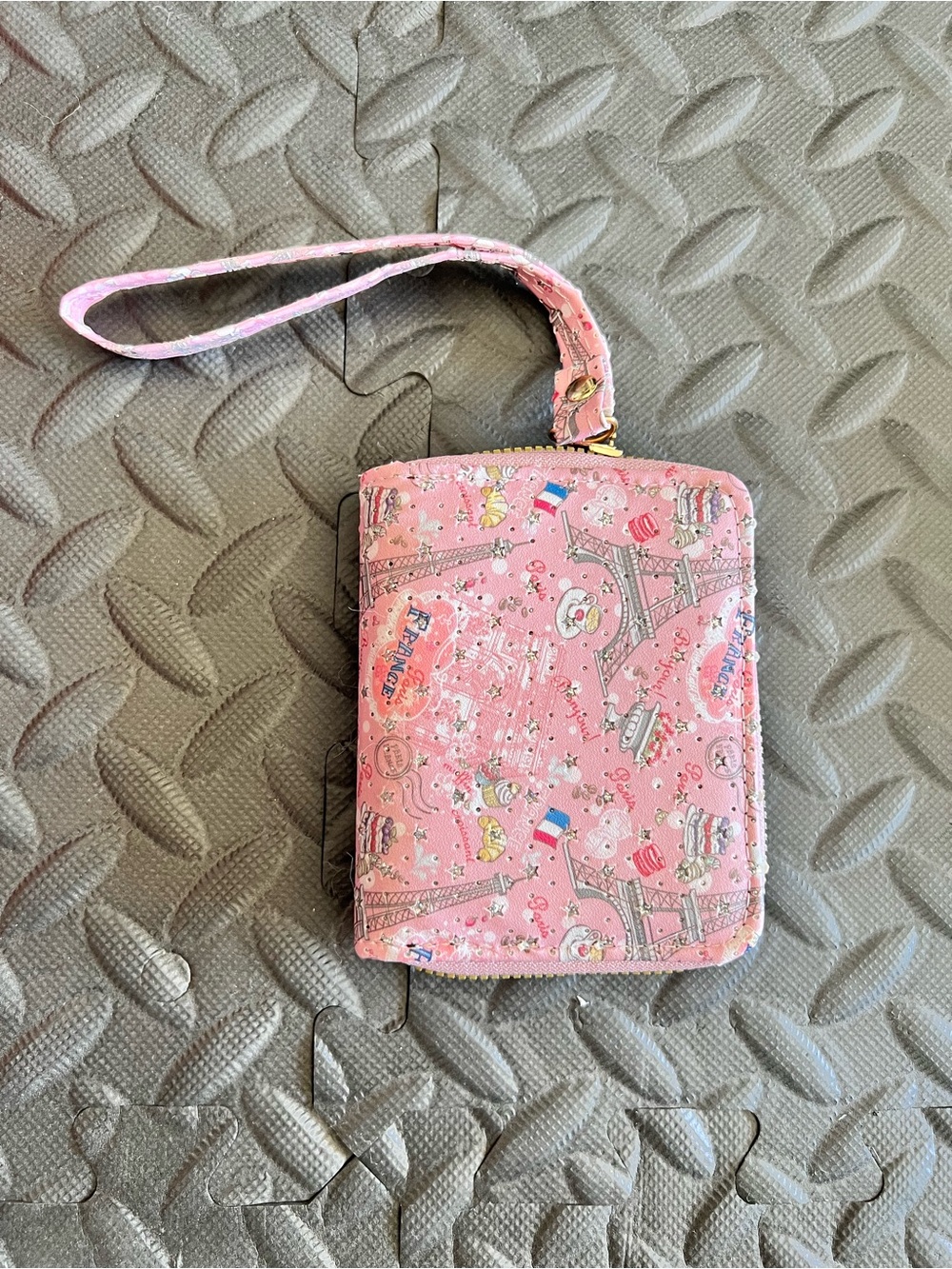 Pink Eiffel Tower Print Small Wallet / Wristlet